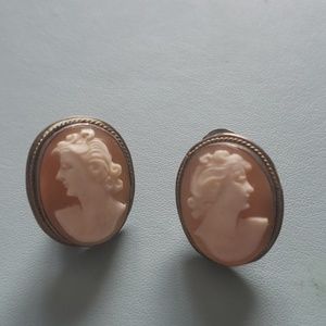 Vintage clip on earrrings with woman